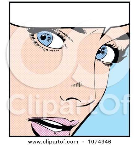 Clipart Surprised Retro Pop Art Woman And Word Balloon - Royalty Free Vector Illustration by brushingup