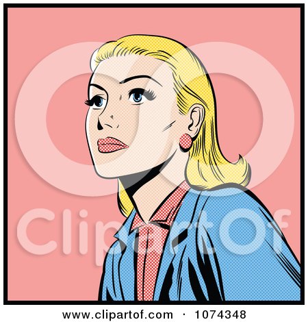 Clipart Retro Pop Art Blond Woman Looking Up - Royalty Free Vector Illustration by brushingup