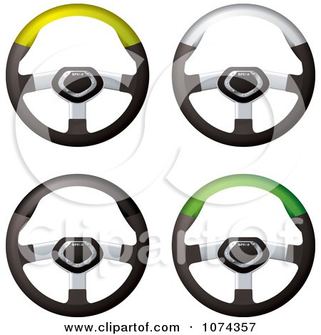 Clipart 3d Race Car Steering Wheels - Royalty Free Vector Illustration by michaeltravers