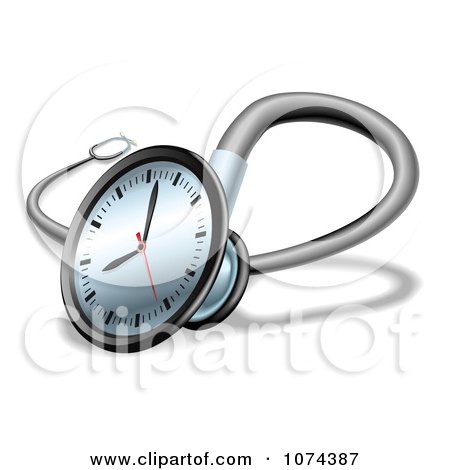 Clipart 3d Clock Face On A Stethoscope - Royalty Free Vector Illustration by AtStockIllustration