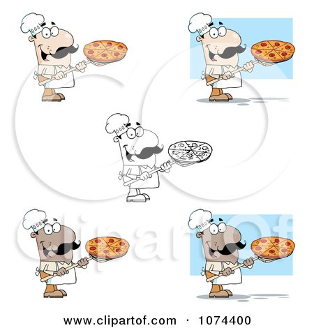 Clipart Pizza Chefs - Royalty Free Vector Illustration by Hit Toon