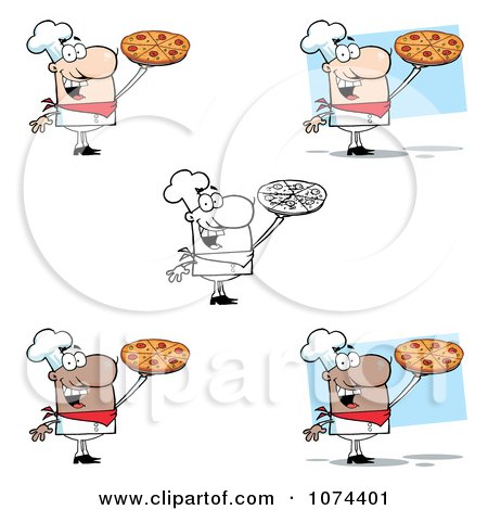 Clipart Happy Pizzeria Chefs - Royalty Free Vector Illustration by Hit Toon