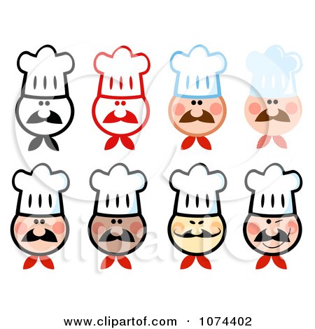 Clipart Chef Faces - Royalty Free Vector Illustration by Hit Toon