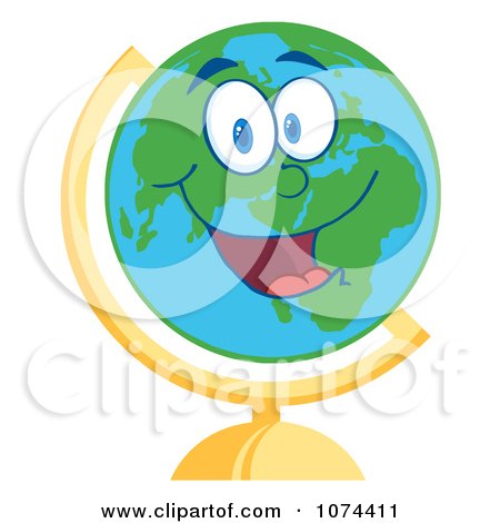 Clipart Happy Desk Globe - Royalty Free Vector Illustration by Hit Toon
