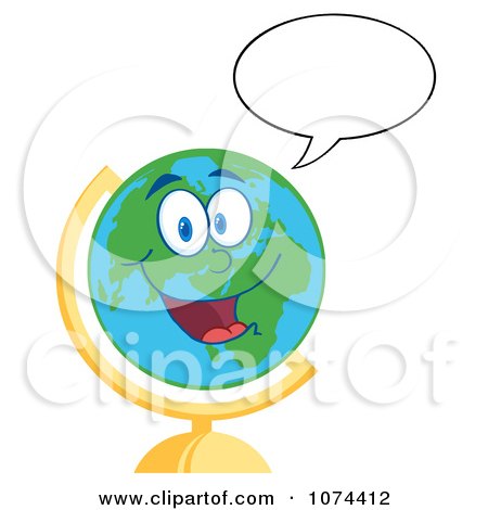 Clipart Talking Desk Globe - Royalty Free Vector Illustration by Hit Toon