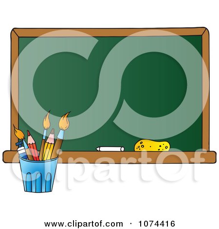 Clipart School Chalkboard And Pencil Cup - Royalty Free Vector Illustration by Hit Toon