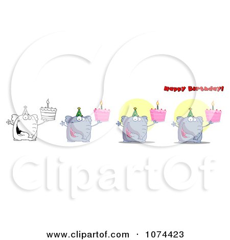 Clipart Happy Birthday Elephants - Royalty Free Vector Illustration by Hit Toon