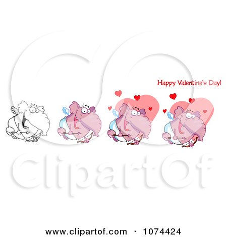 Clipart Cupid Valentines Day Elephants - Royalty Free Vector Illustration by Hit Toon