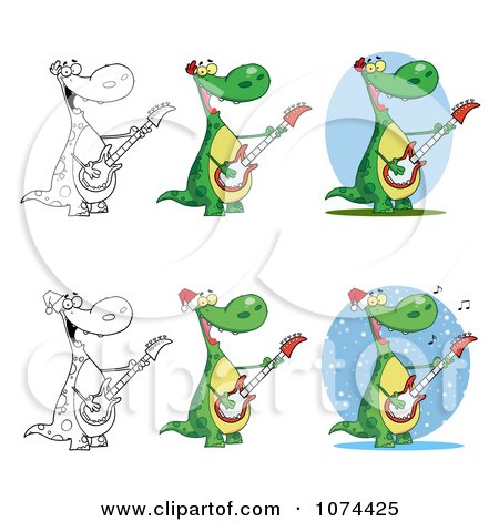 Clipart Guitarist Dinosaur - Royalty Free Vector Illustration by Hit Toon