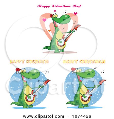 Clipart Holiday Musician Dinosaurs - Royalty Free Vector Illustration by Hit Toon