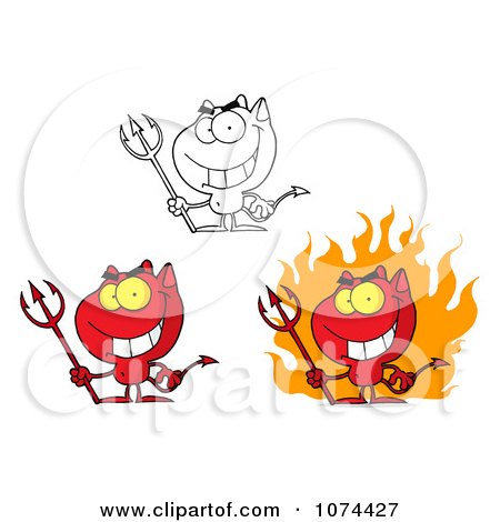 Clipart Grinning Devils - Royalty Free Vector Illustration by Hit Toon