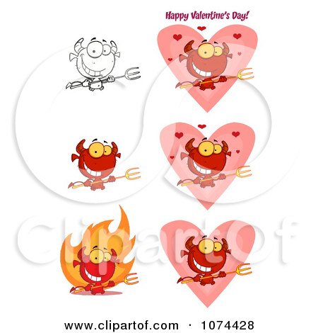 Clipart Valentine Devils - Royalty Free Vector Illustration by Hit Toon