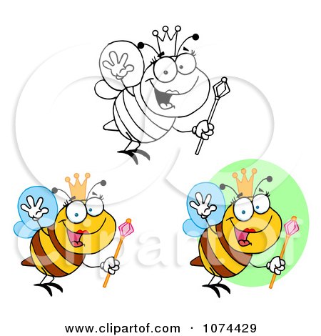 Clipart Queen Bees - Royalty Free Vector Illustration by Hit Toon