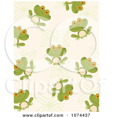 Clipart Frog And Leaf Pattern Background - Royalty Free Vector Illustration by Hit Toon