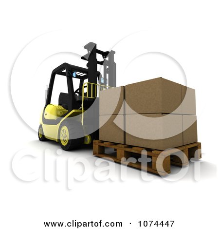 Clipart 3d Pallet And Boxes On A Forklift - Royalty Free CGI Illustration by KJ Pargeter