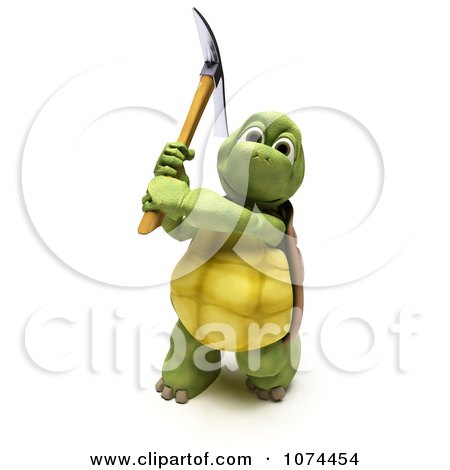 Clipart 3d Tortoise Swinging A Pickaxe - Royalty Free CGI Illustration by KJ Pargeter