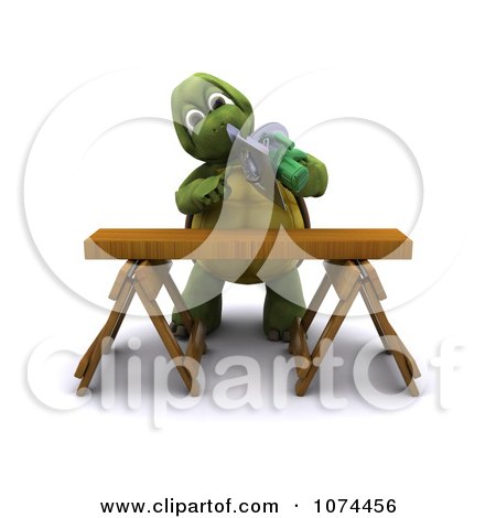 Clipart 3d Tortoise Using A Circular Saw - Royalty Free CGI Illustration by KJ Pargeter