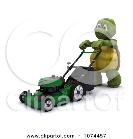 Clipart 3d Tortoise Pushing A Lawn Mower - Royalty Free CGI Illustration by KJ Pargeter