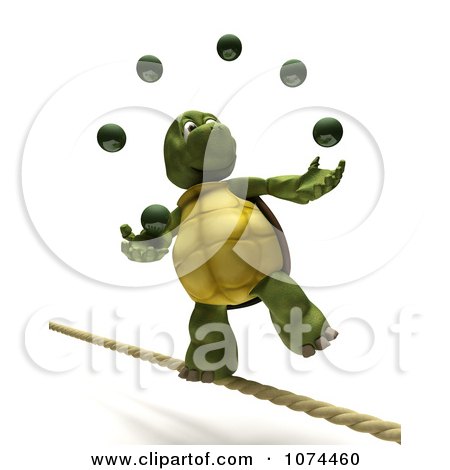 Clipart 3d Tortoise Juggling On A Tightrope - Royalty Free CGI Illustration by KJ Pargeter