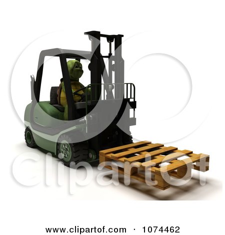 Clipart 3d Tortoise Moving A Pallet On A Forklift - Royalty Free CGI Illustration by KJ Pargeter