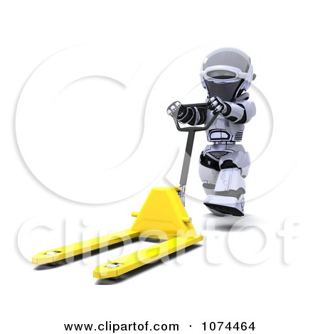Clipart 3d Robot Pushing A Pallet Truck - Royalty Free CGI Illustration by KJ Pargeter