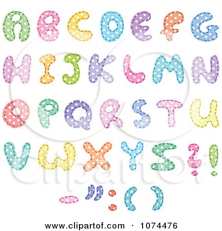 Clipart Colorful Polka Dot Patterned Capital Letters - Royalty Free Vector Illustration by yayayoyo