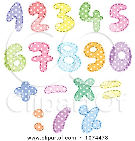 Clipart Colorful Polka Dot Patterned Numbers - Royalty Free Vector Illustration by yayayoyo