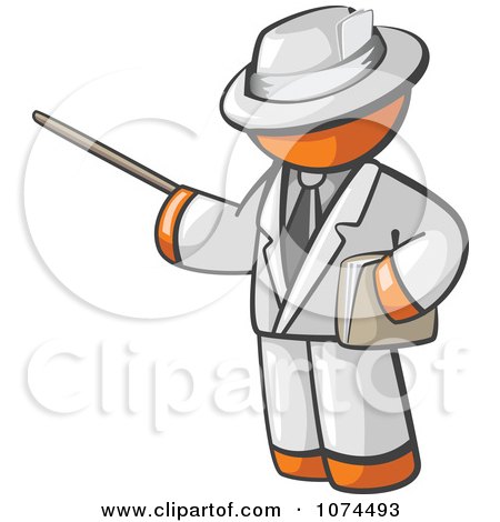 Clipart Orange Man Teacher Using A Pointer In A White Suit - Royalty Free Illustration by Leo Blanchette
