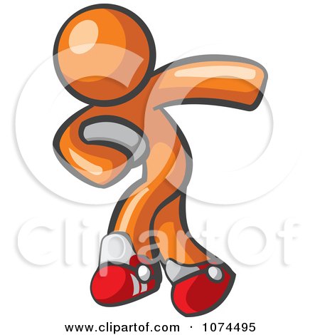 Clipart Orange Man Rugby Player - Royalty Free Illustration by Leo Blanchette
