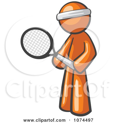 Clipart Orange Man Tennis Player - Royalty Free Illustration by Leo Blanchette