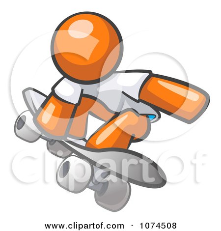 Clipart Orange Man Skateboarder - Royalty Free Vector Illustration by Leo Blanchette