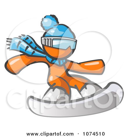 Clipart Orange Man Snowboarder - Royalty Free Vector Illustration by Leo Blanchette