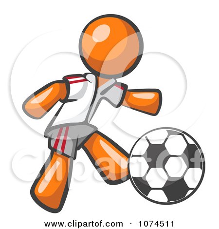 Clipart Orange Man Soccer Player - Royalty Free Vector Illustration by Leo Blanchette