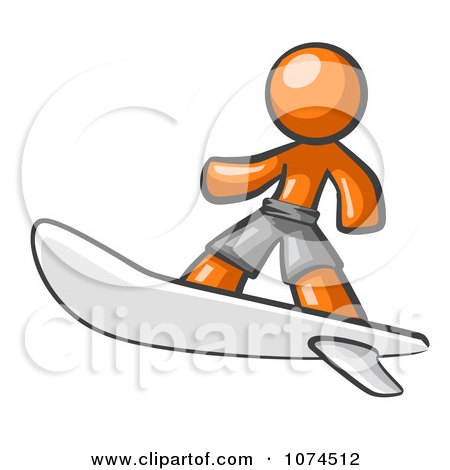 Clipart Orange Man Surfer - Royalty Free Vector Illustration by Leo Blanchette