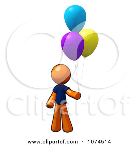 Clipart Orange Man With Party Balloons - Royalty Free Illustration by Leo Blanchette