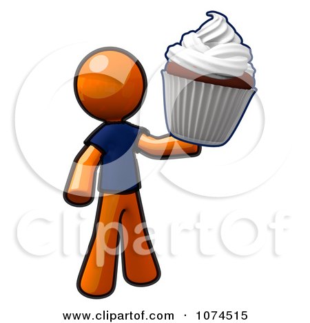 Clipart Orange Man Holding A Cupcake - Royalty Free Illustration by Leo Blanchette
