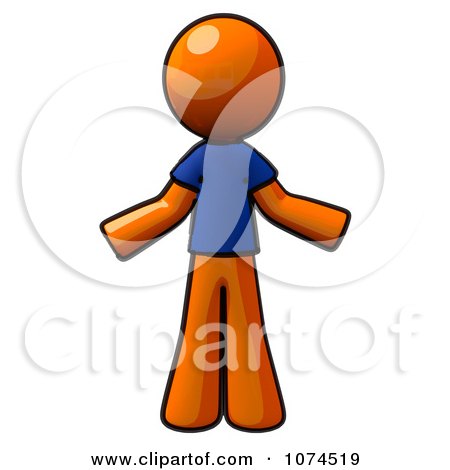 Clipart Shrugging Orange Man - Royalty Free Illustration by Leo Blanchette