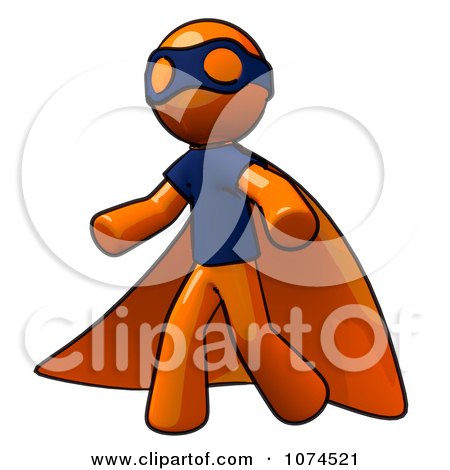Clipart Orange Man Super Hero With A Cape - Royalty Free Illustration by Leo Blanchette