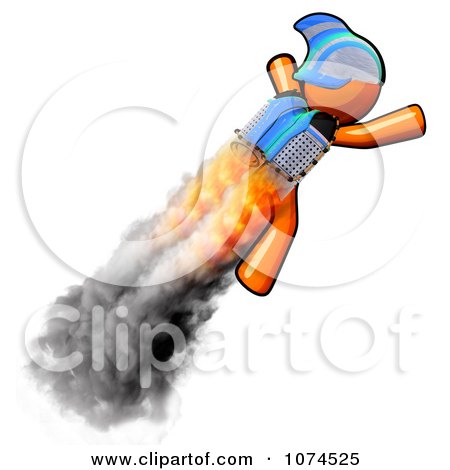 Clipart Orange Man Rocketeer With A Jetpack 1 - Royalty Free Illustration by Leo Blanchette
