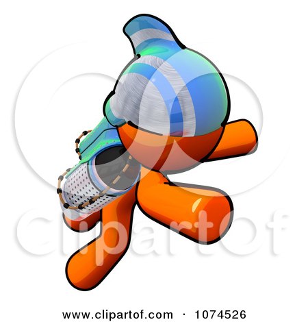 Clipart Orange Man Rocketeer With A Jetpack 2 - Royalty Free Illustration by Leo Blanchette