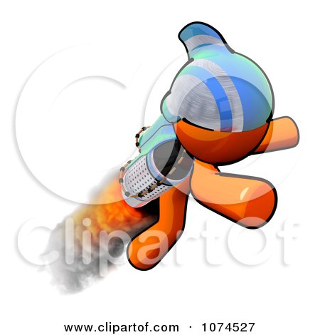 Clipart Orange Man Rocketeer With A Jetpack 4 - Royalty Free Illustration by Leo Blanchette