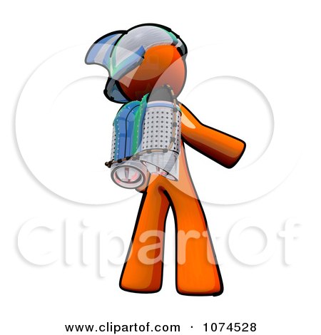 Clipart Orange Man Rocketeer With A Jetpack 3 - Royalty Free Illustration by Leo Blanchette