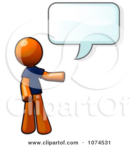Clipart Orange Man Talking With A Speech Balloon - Royalty Free Illustration by Leo Blanchette