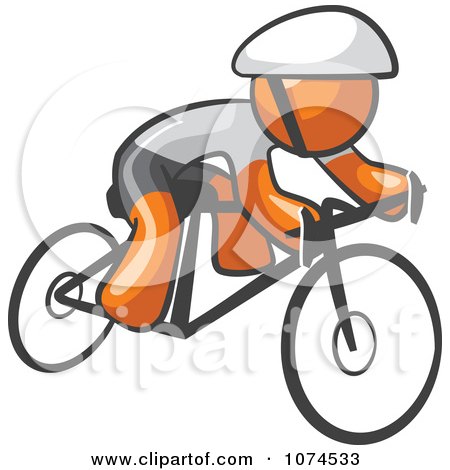 Clipart Orange Man Cyclist - Royalty Free Illustration by Leo Blanchette
