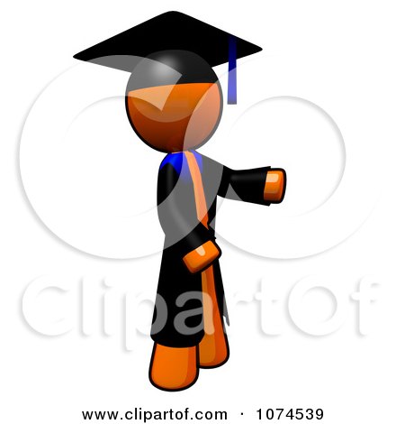 Clipart Orange Man Graduate Presenting - Royalty Free Illustration by Leo Blanchette