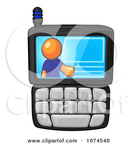 Clipart Orange Man On A Cell Phone Display - Royalty Free Illustration by Leo Blanchette