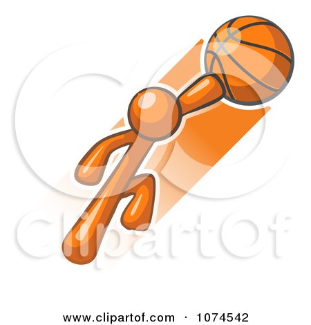 Clipart Orange Man Flying With A Basketball - Royalty Free Vector Illustration by Leo Blanchette