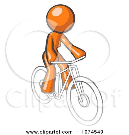 Clipart Orange Woman Riding A Bicycle - Royalty Free Vector Illustration by Leo Blanchette