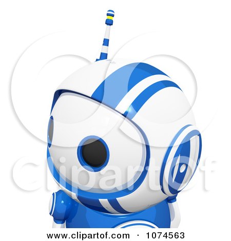 Clipart Cute 3d Blueberry Robot Looking Left - Royalty Free CGI Illustration by Leo Blanchette