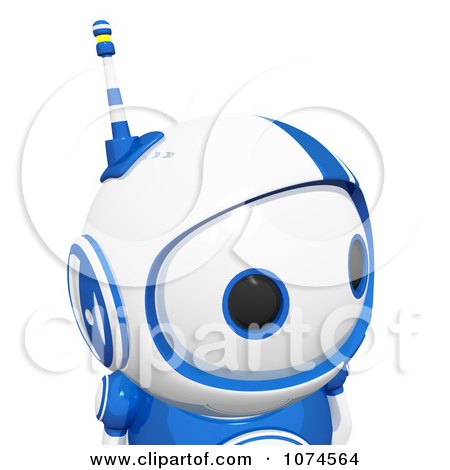 Clipart Cute 3d Blueberry Robot Looking Right - Royalty Free CGI Illustration by Leo Blanchette